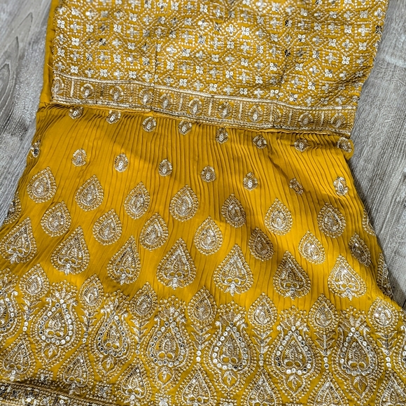 Party style Yellow mustard sharara suit - Picture 2 of 5